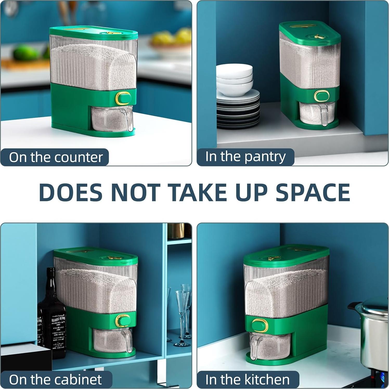 Dispensador de Arroz VenDotbi 11 kg con Taza Medidora