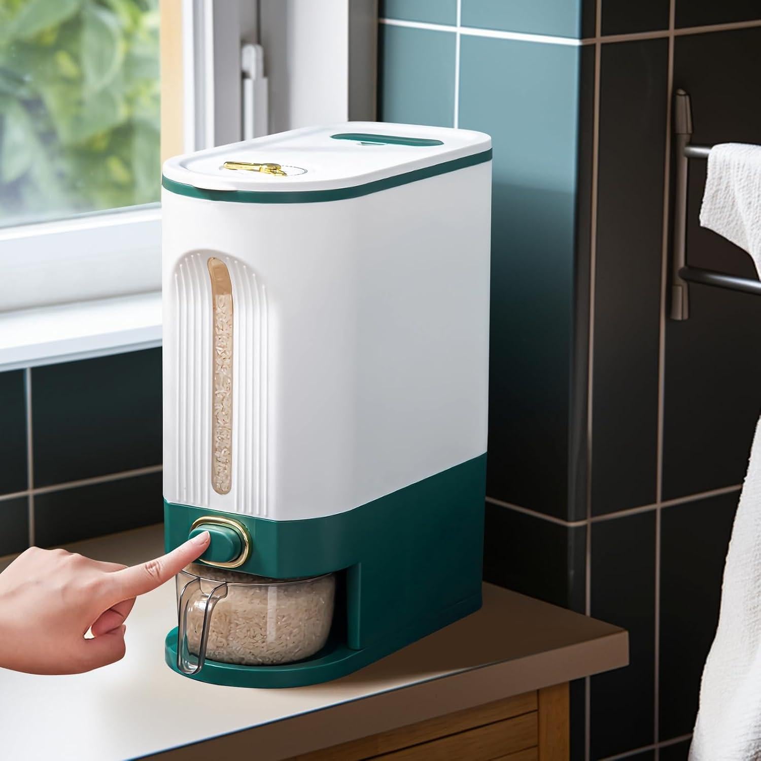 Dispensador de Arroz LUOKER 25 kg Hermético con Taza Medidora