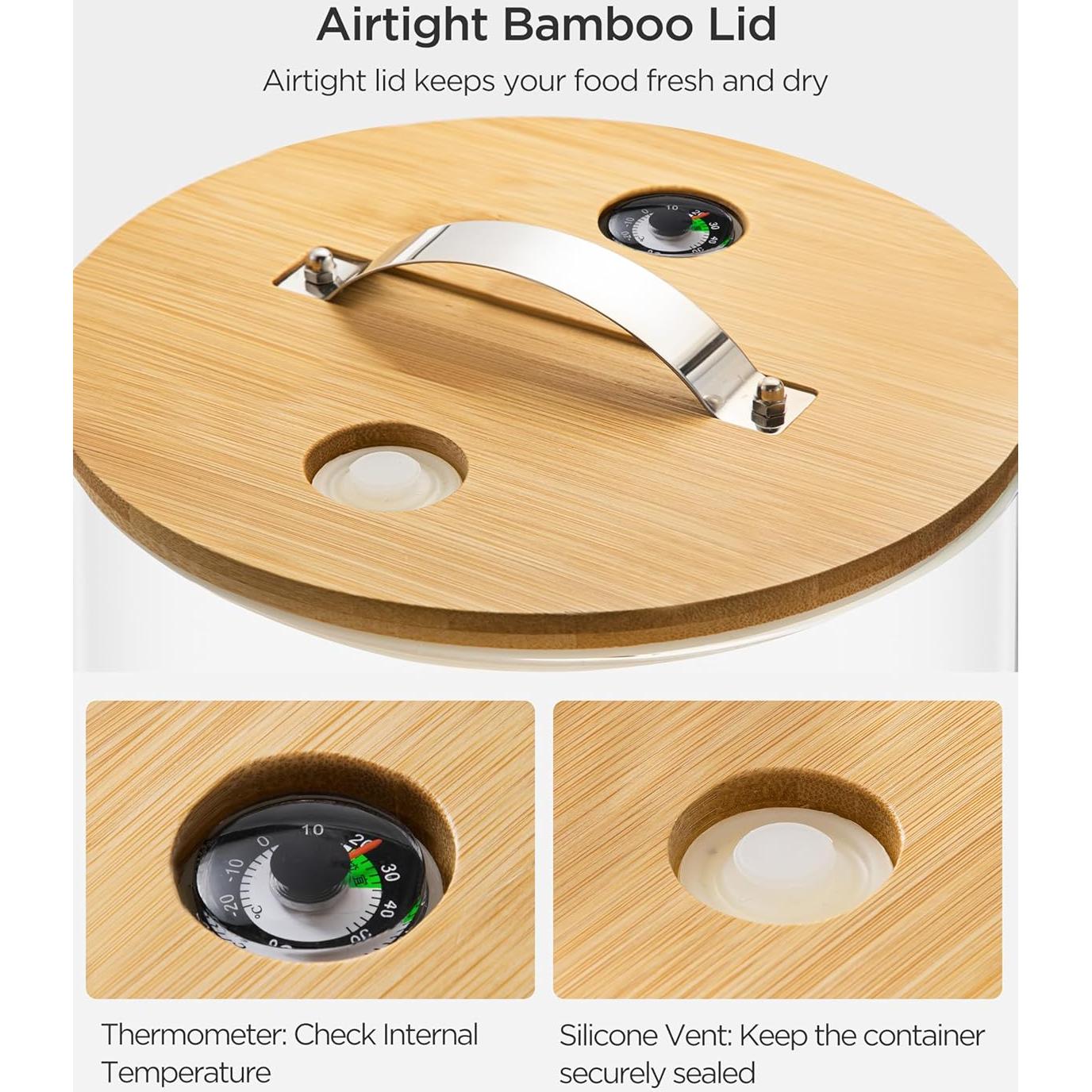 Dispensador de arroz HBlife 5L vidrio y soporte de madera