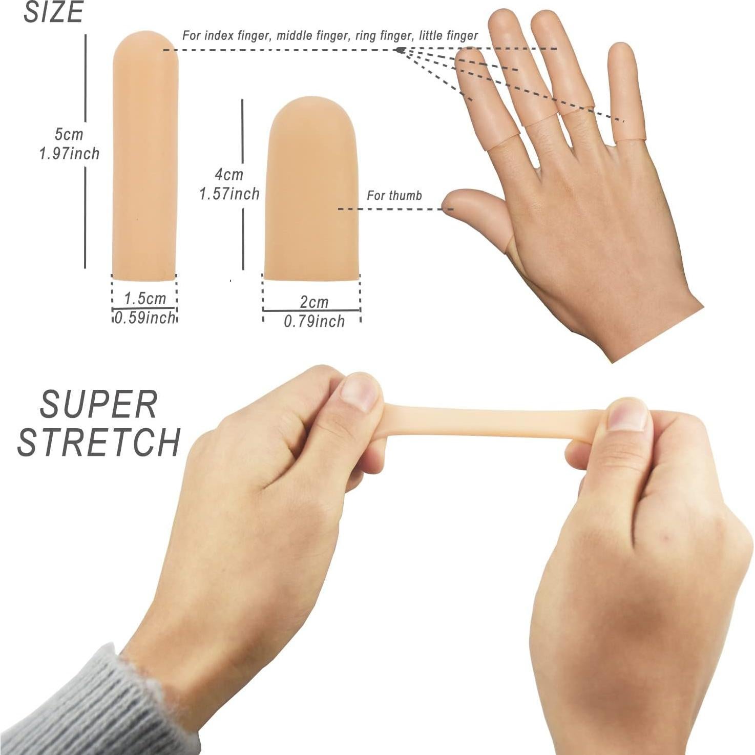 Fundas de Dedos de Gel YIVCKOM - 20 Piezas para Eccema y Artritis