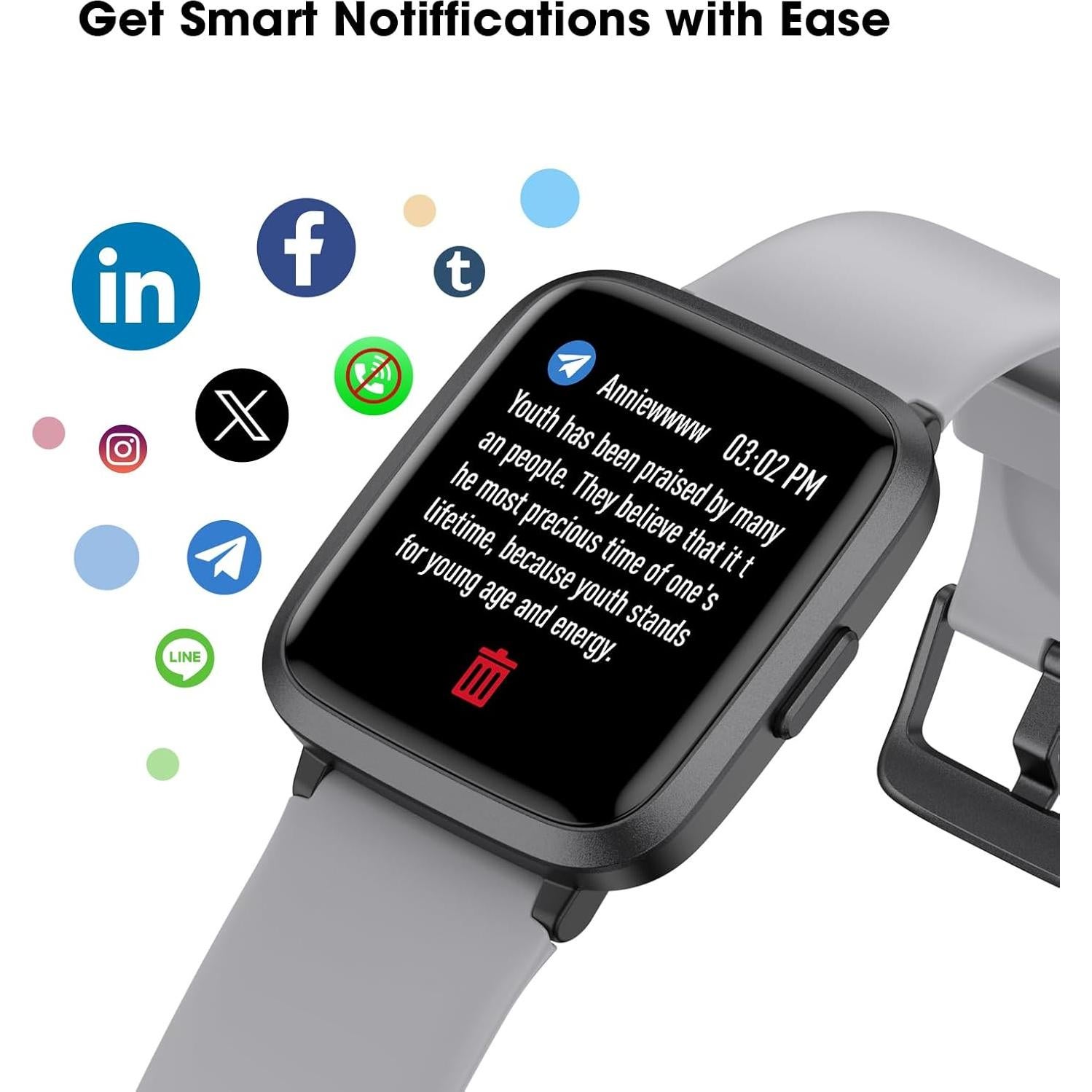 Reloj Fitness LIVIKEY Gris con Monitor de Frecuencia y Sueño