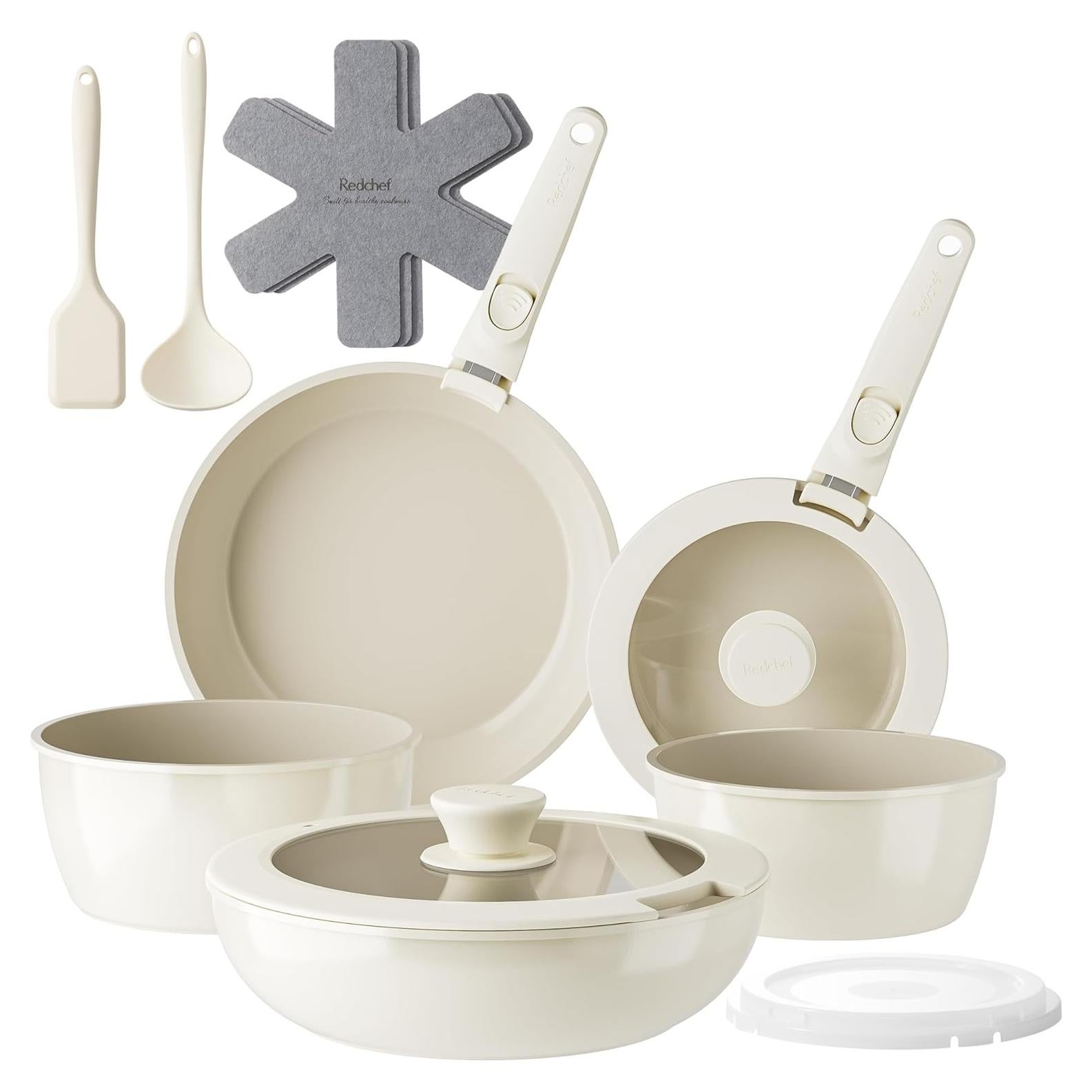 Juego de Sartenes y Ollas Redchef 16 Piezas Cerámica Beige