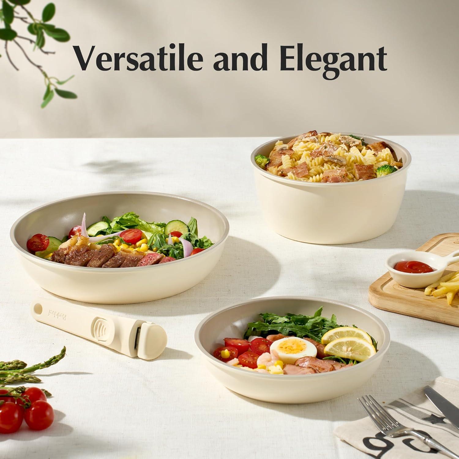 Juego de Sartenes y Ollas Redchef 16 Piezas Cerámica Beige