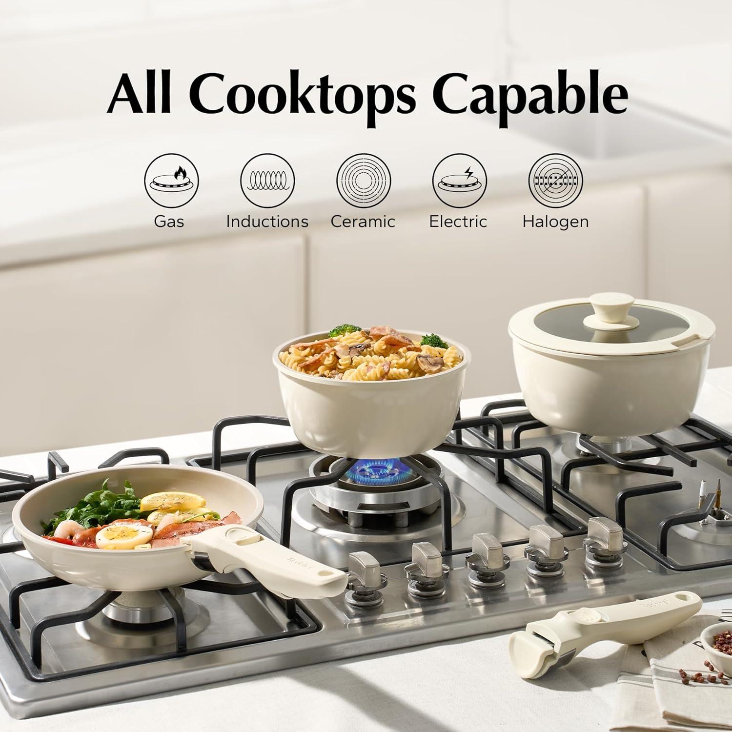 Juego de Sartenes y Ollas Redchef 16 Piezas Cerámica Beige