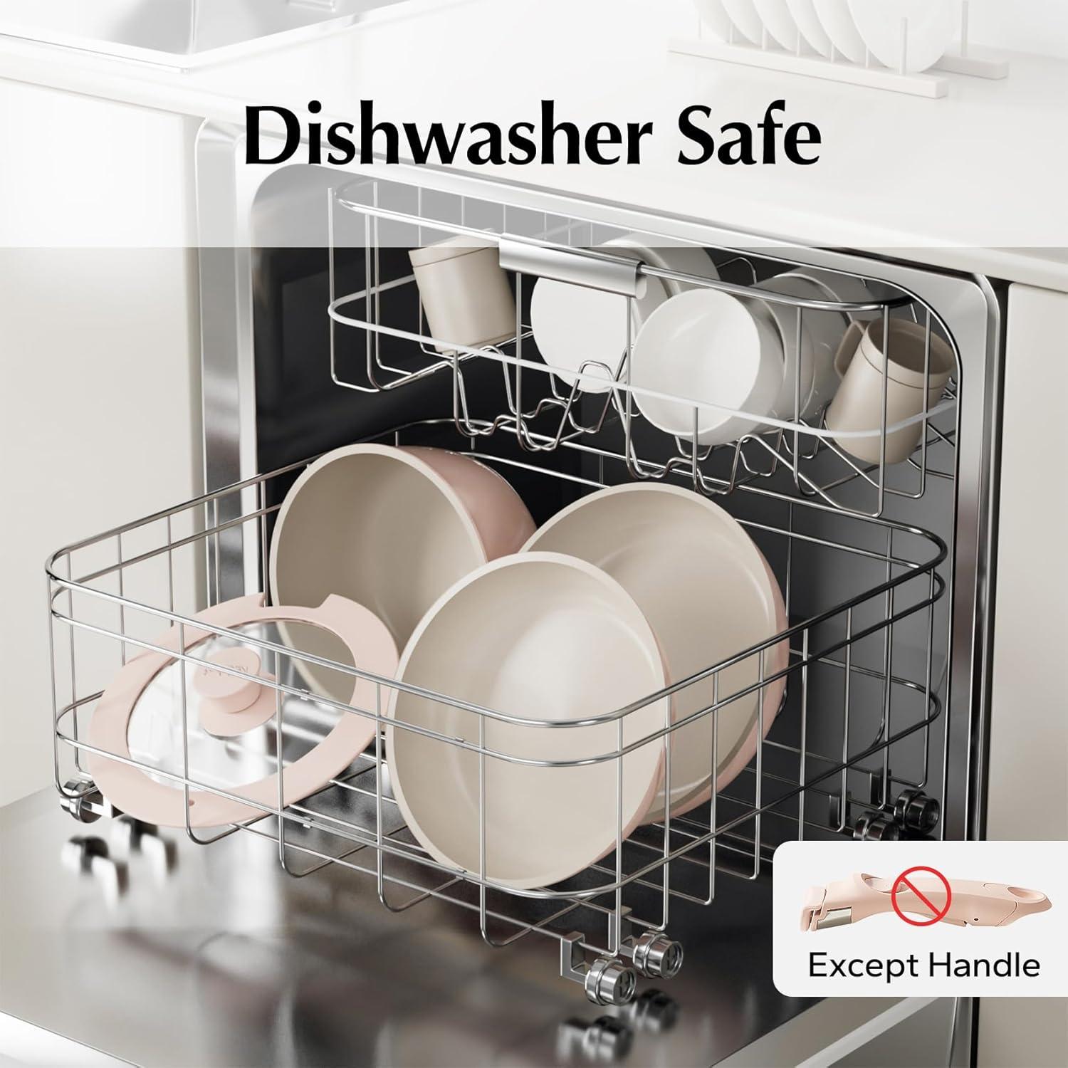 Juego de Sartenes y Ollas Redchef 16 Piezas Cerámica Rosa