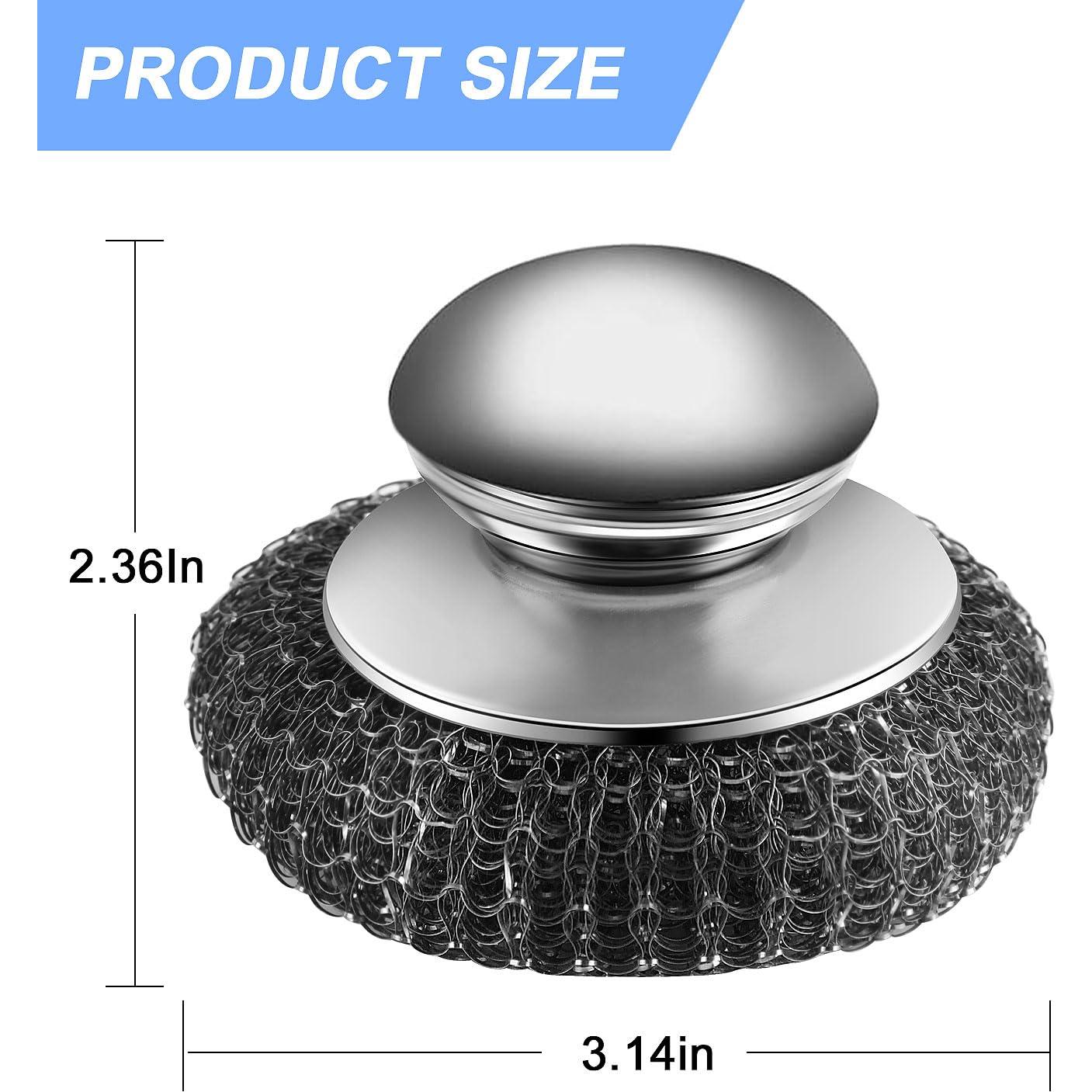 Estropajo de Acero Inoxidable con Mango 2 Pcs y 4 Repuestos