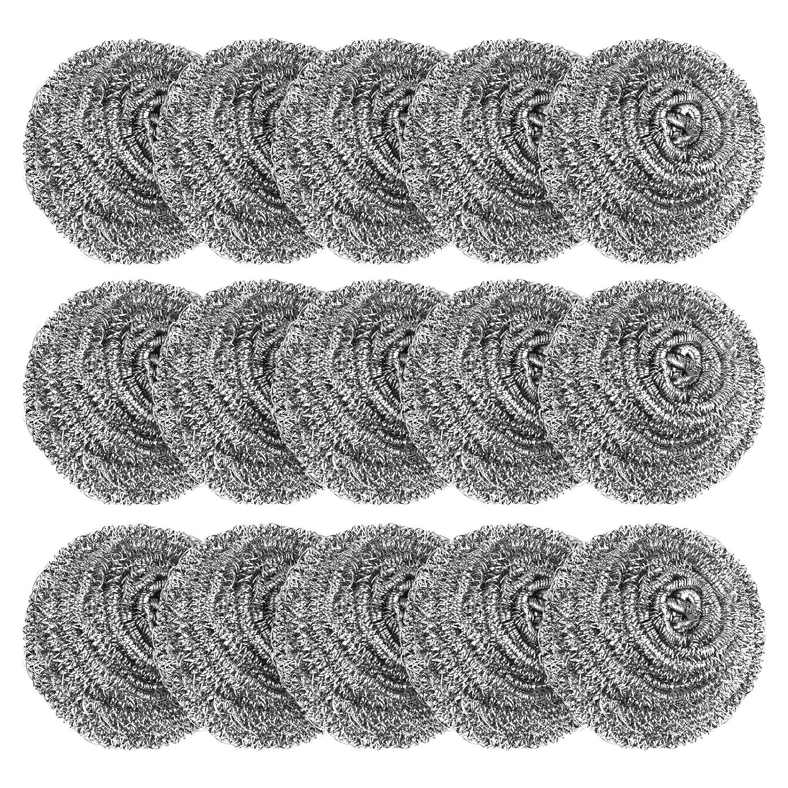 Paquete de 15 estropajos de acero inoxidable VOPTON