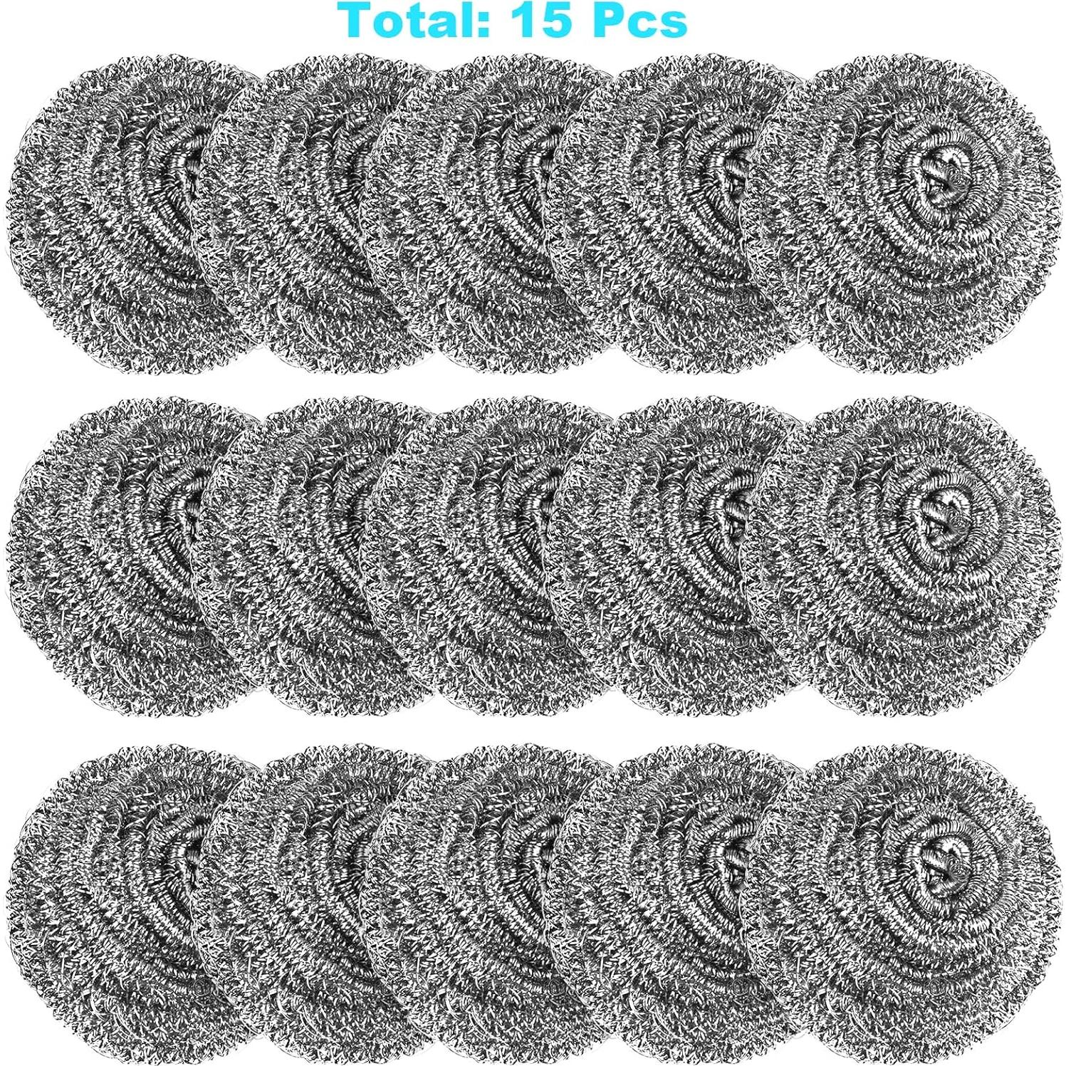 Paquete de 15 estropajos de acero inoxidable VOPTON