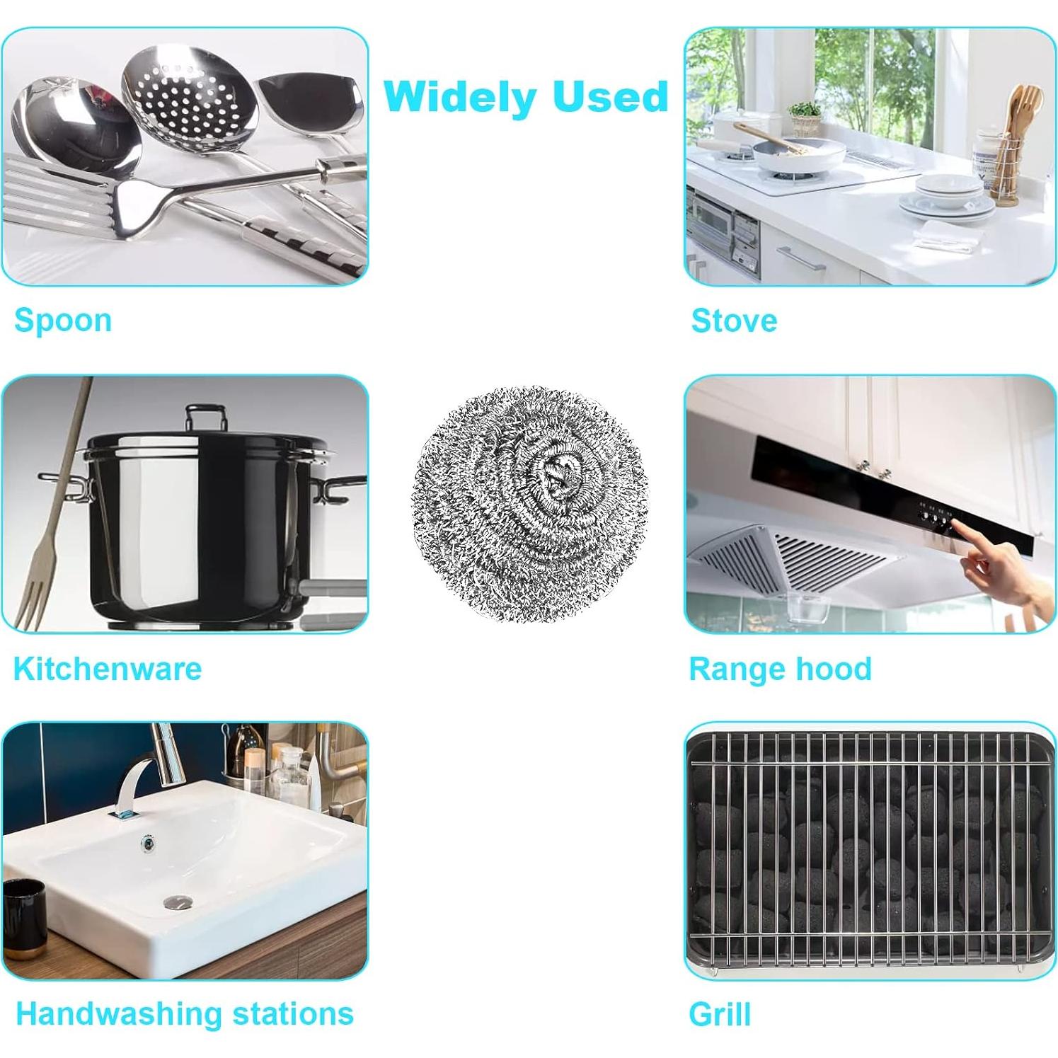 Paquete de 15 estropajos de acero inoxidable VOPTON