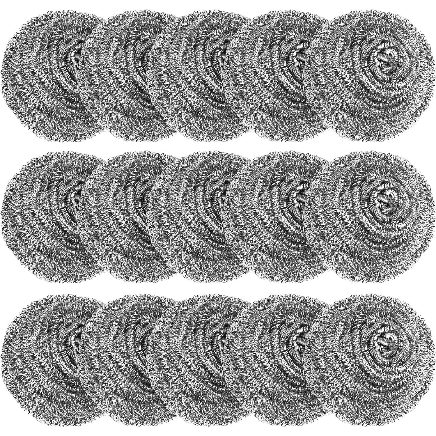 Paquete de 15 estropajos de acero inoxidable VOPTON