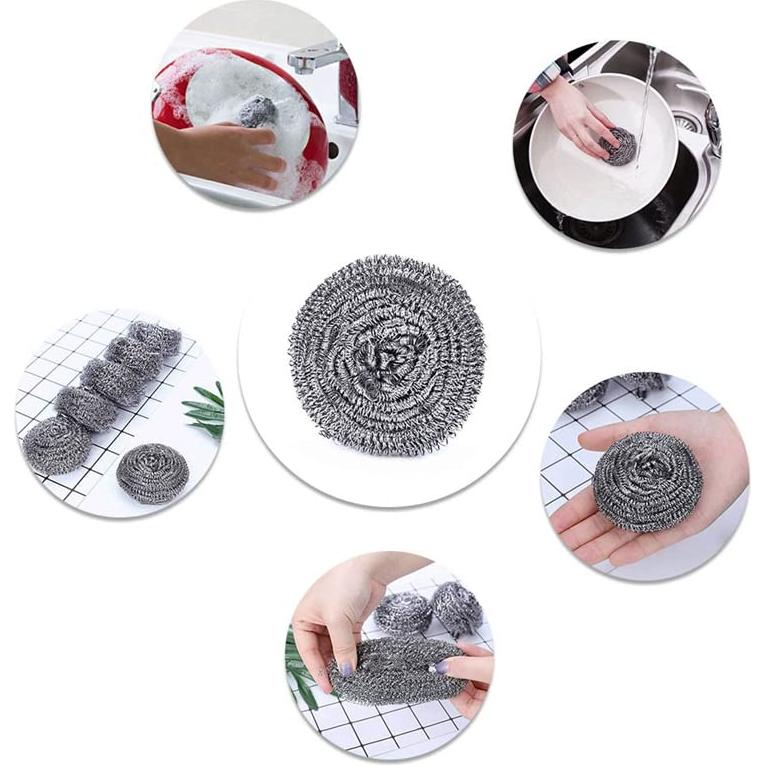 Paquete de 6 estropajos de acero inoxidable KTOJOY 7,62 cm