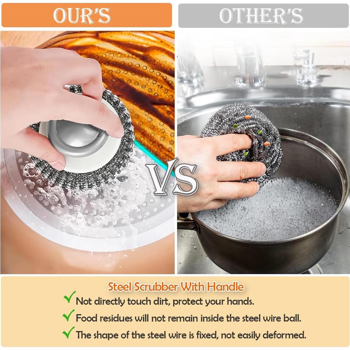 Estropajos de Acero Inoxidable con Mango BLIGKO - 2 Pcs