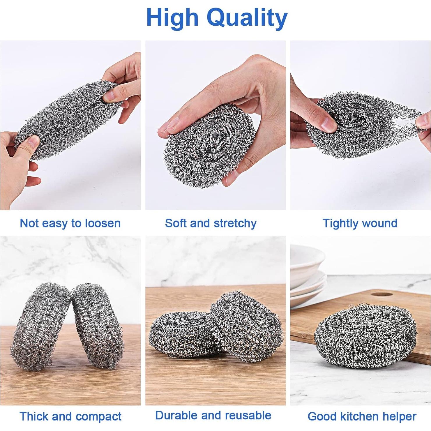 Paquete de 12 estropajos de acero inoxidable Ovwo 7 cm