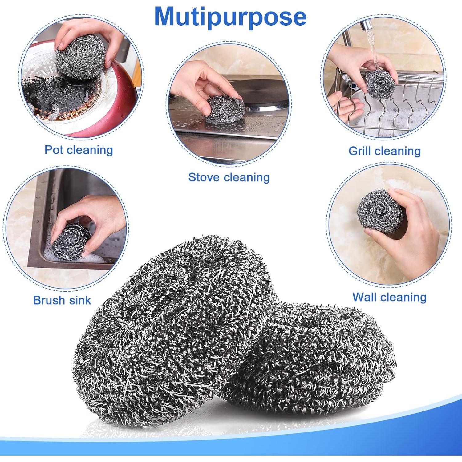 Paquete de 12 estropajos de acero inoxidable Ovwo 7 cm