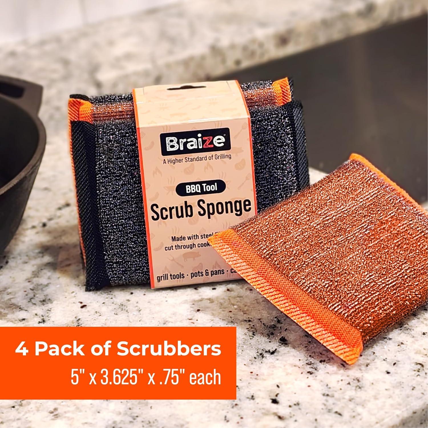 Esponjas de Acero Inoxidable Braize 201-4 para Fregar 4 Unidades