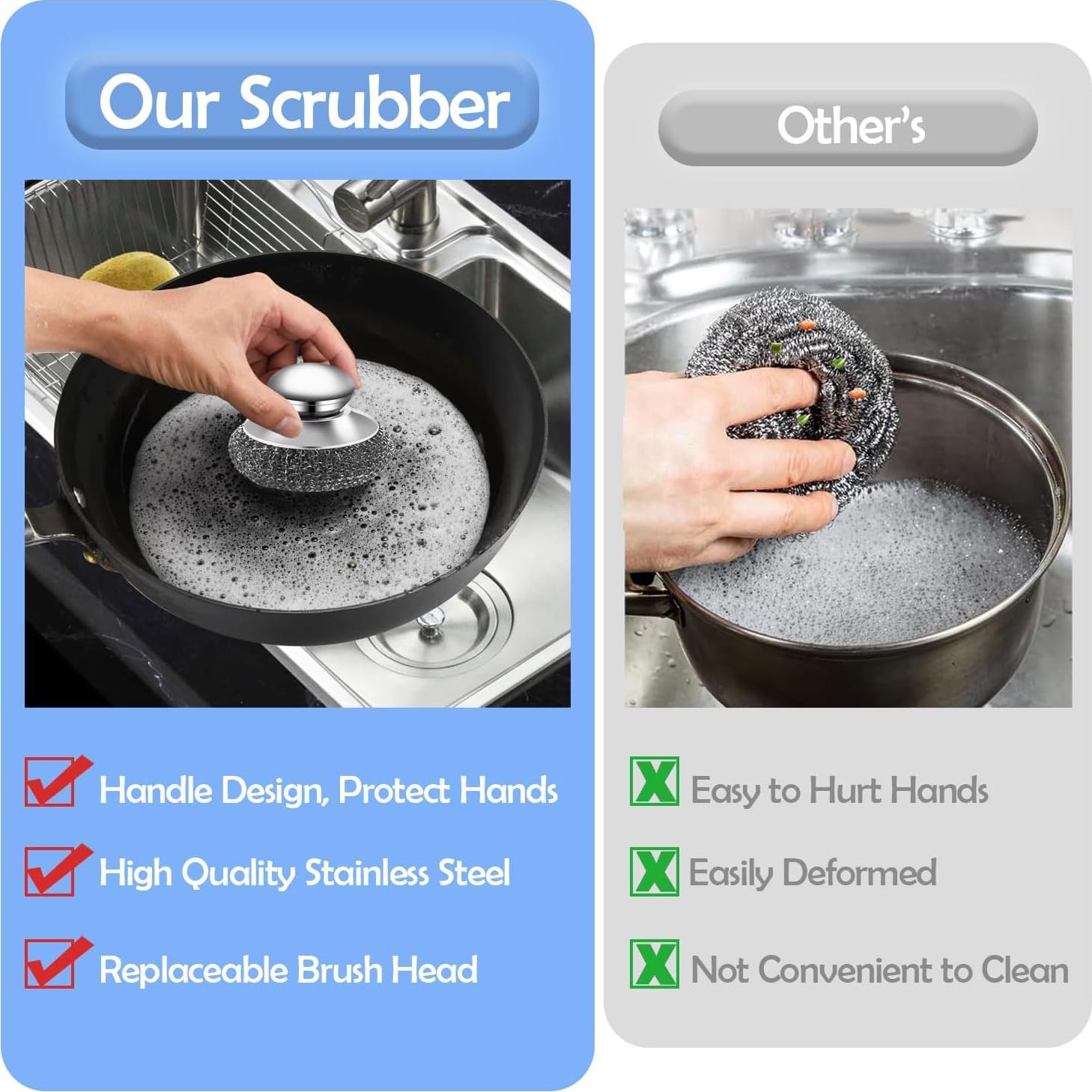 Estropajos de lana de acero inoxidable HAWOWZ - 2 unidades