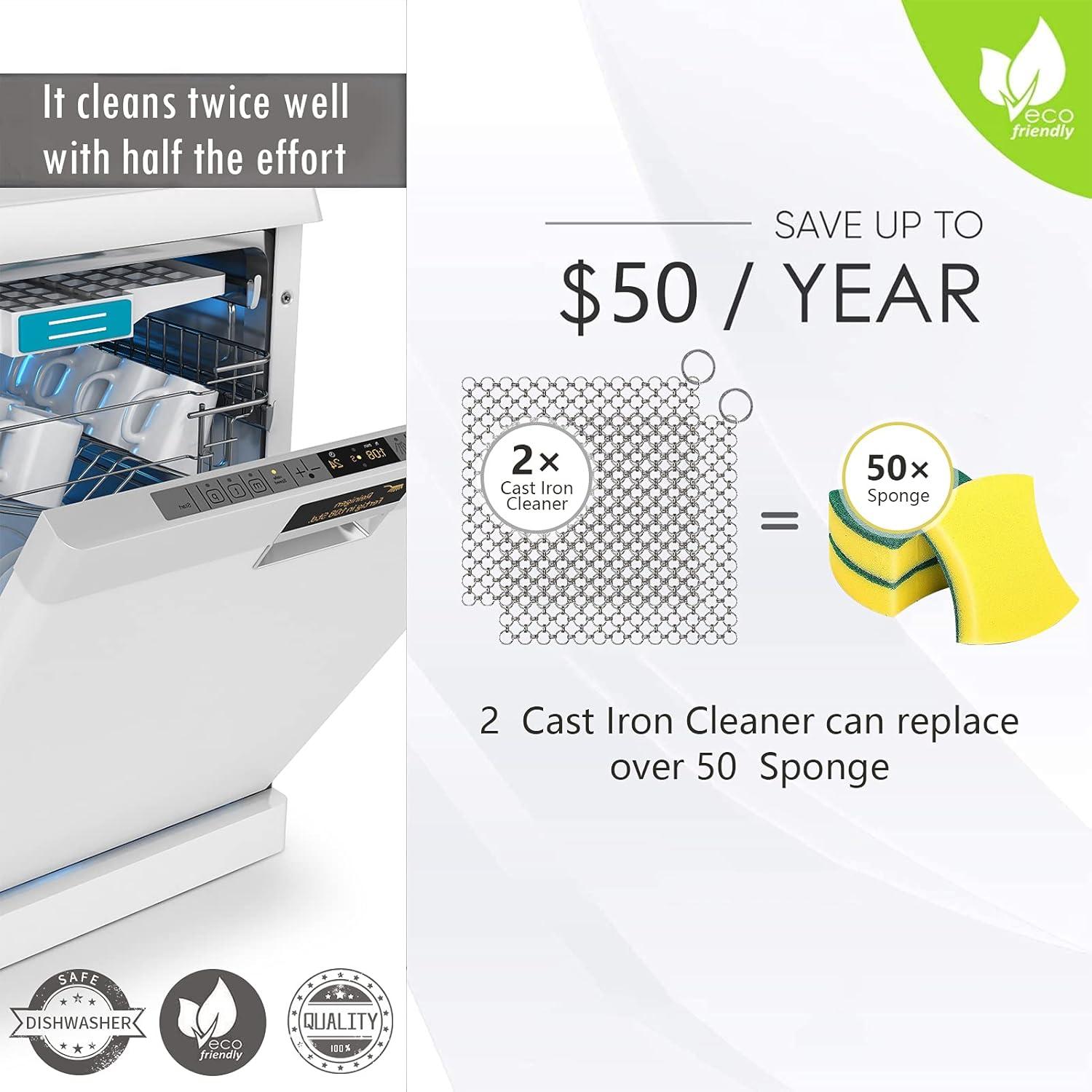 Estropajos de cadena Herda 2 unidades 10,16 cm acero inoxidable