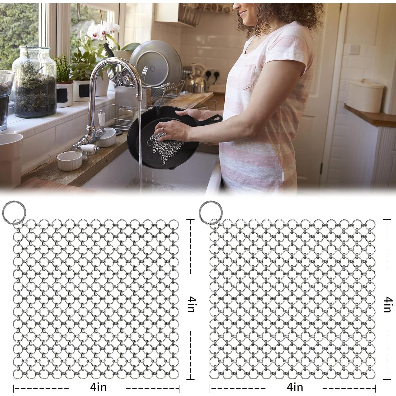 Estropajos de cadena Herda 2 unidades 10,16 cm acero inoxidable