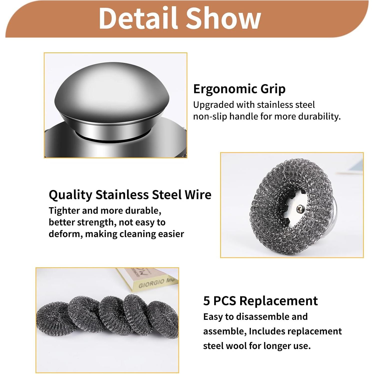 Juego de 6 Estropajos de Acero Inoxidable VinYankee