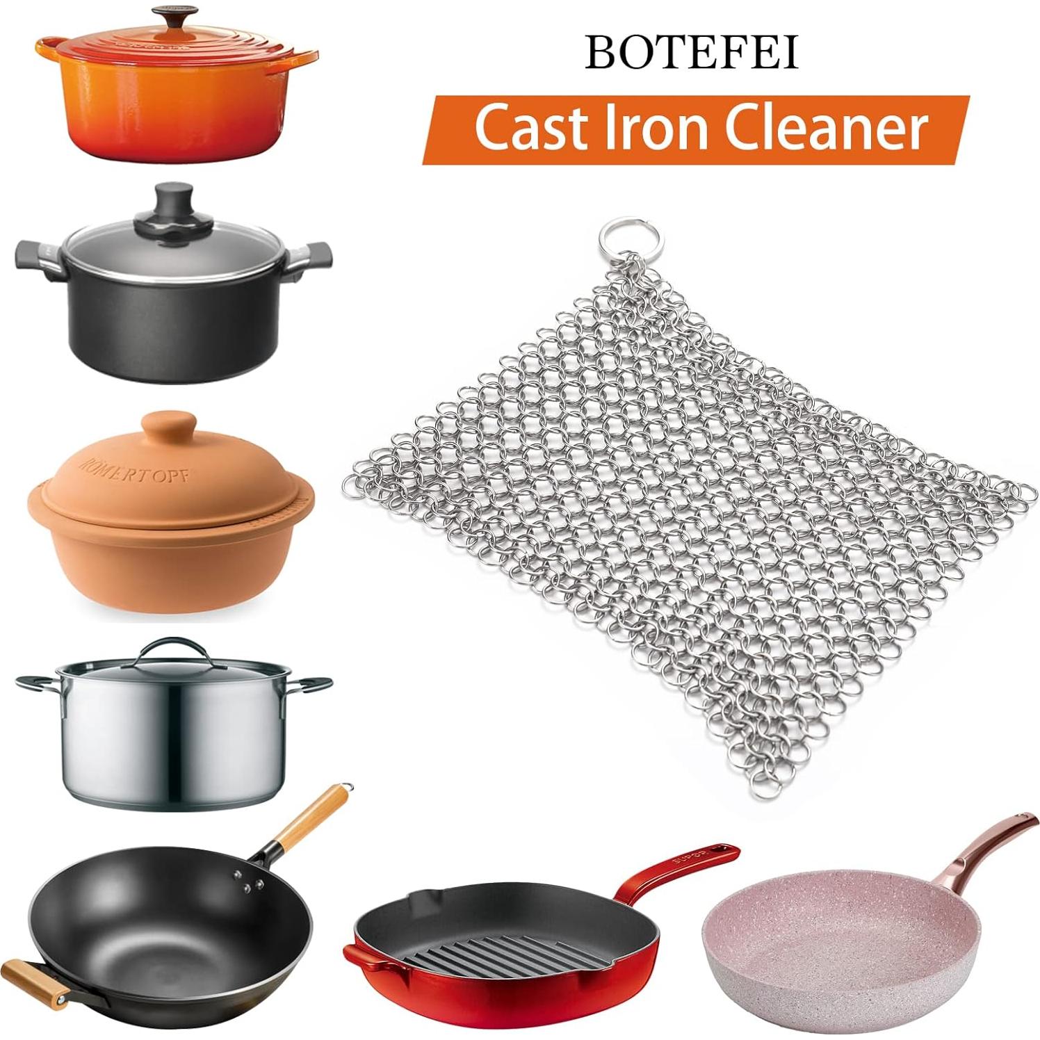 Limpiador de Hierro Fundido BOTEFEI 16x15cm Acero Inoxidable