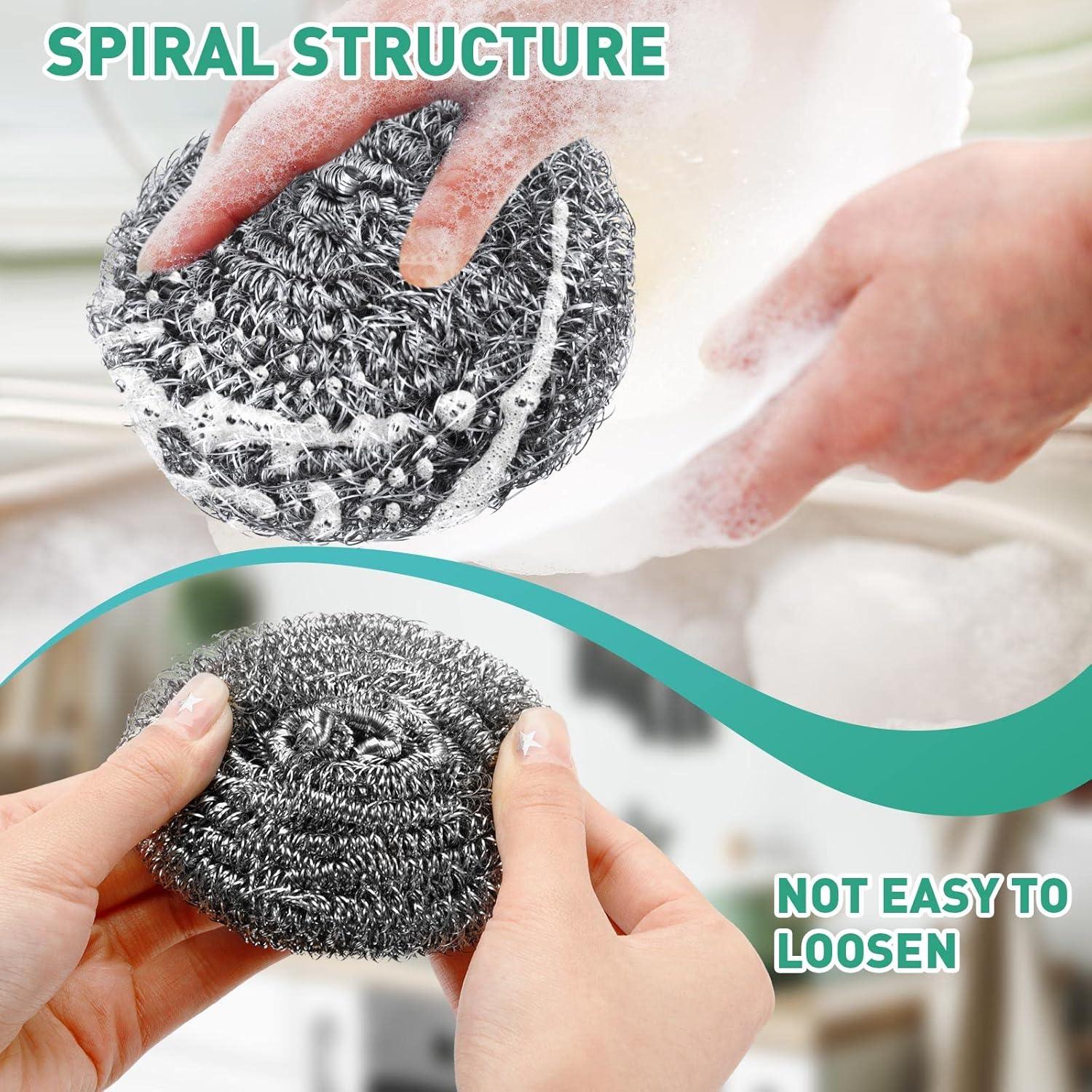 60 Estropajos de Acero Inoxidable Roshtia 30g Redondos