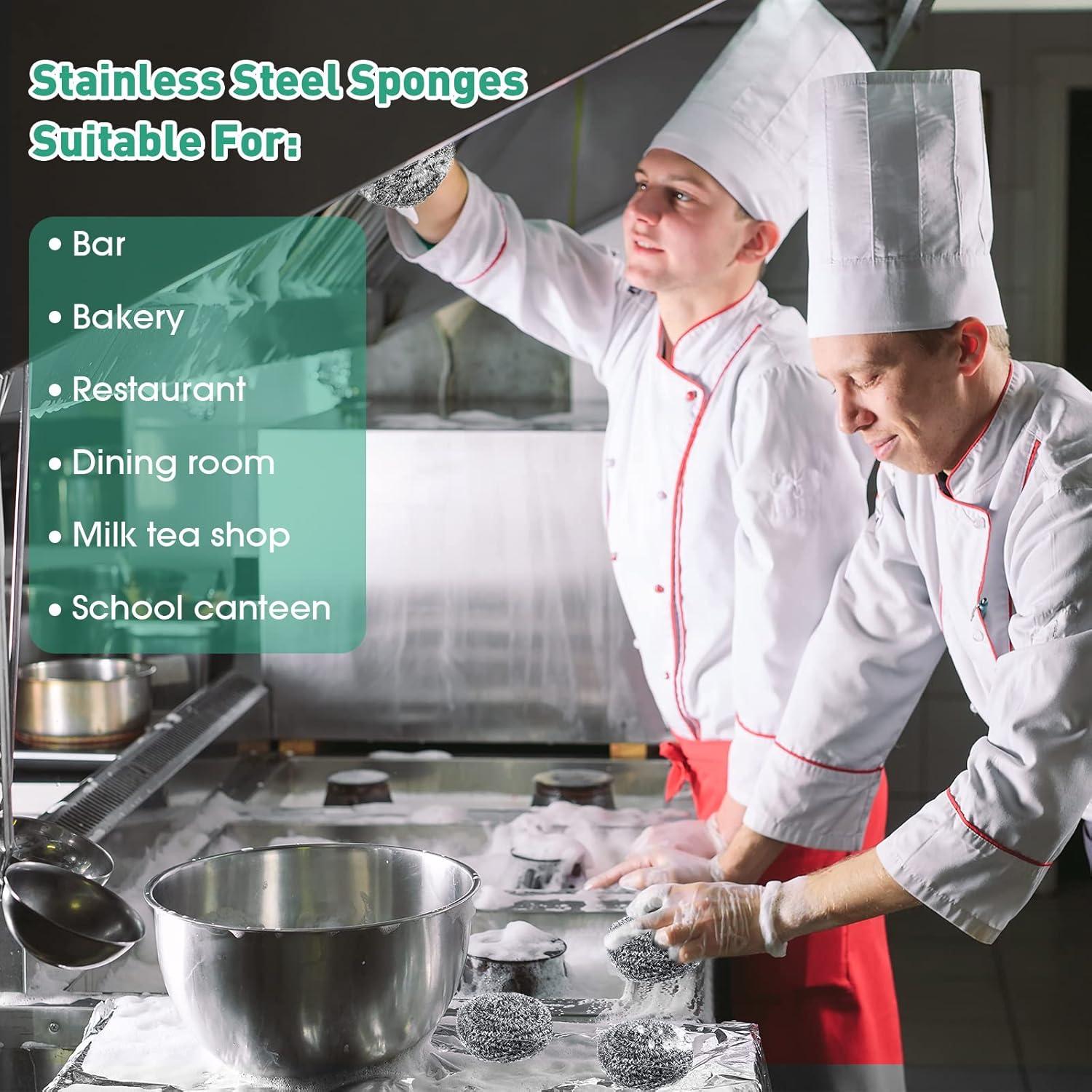 60 Estropajos de Acero Inoxidable Roshtia 30g Redondos