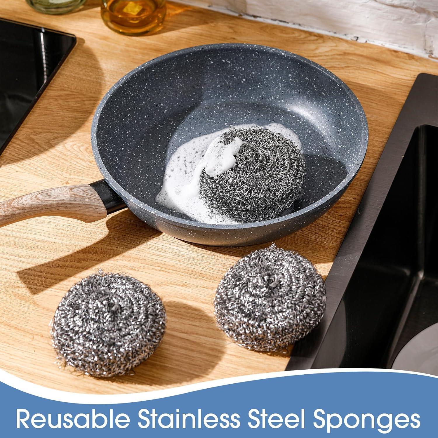 Estropajos de Acero Inoxidable Roshtia 40 Pcs 9-9.5 cm