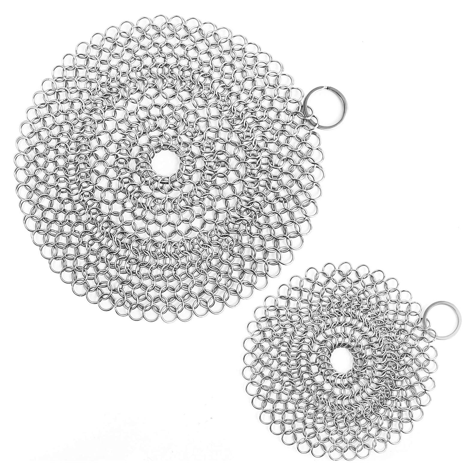 Limpiador de Sartén de Hierro Fundido ONEEKK - 2 Estropajos 18cm y 13cm