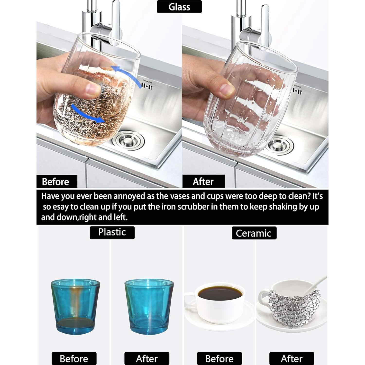 Limpiador de Sartén de Hierro Fundido ONEEKK - 2 Estropajos 18cm y 13cm