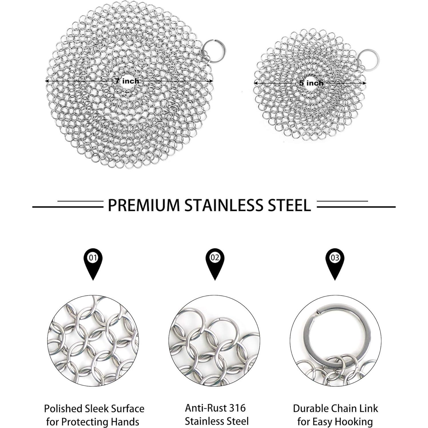 Limpiador de Sartén de Hierro Fundido ONEEKK - 2 Estropajos 18cm y 13cm