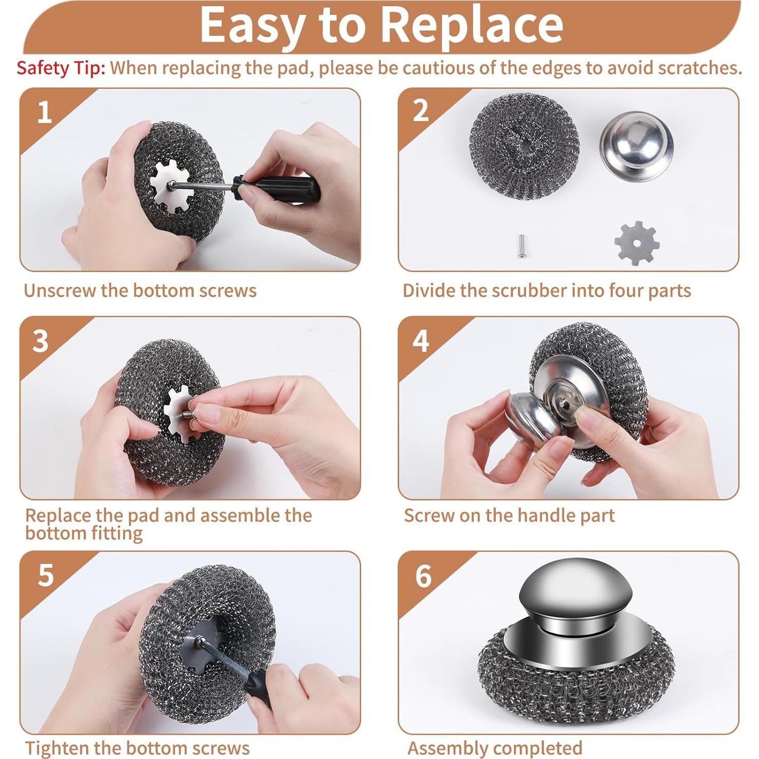 Juego de 5 estropajos de acero inoxidable VinYankee