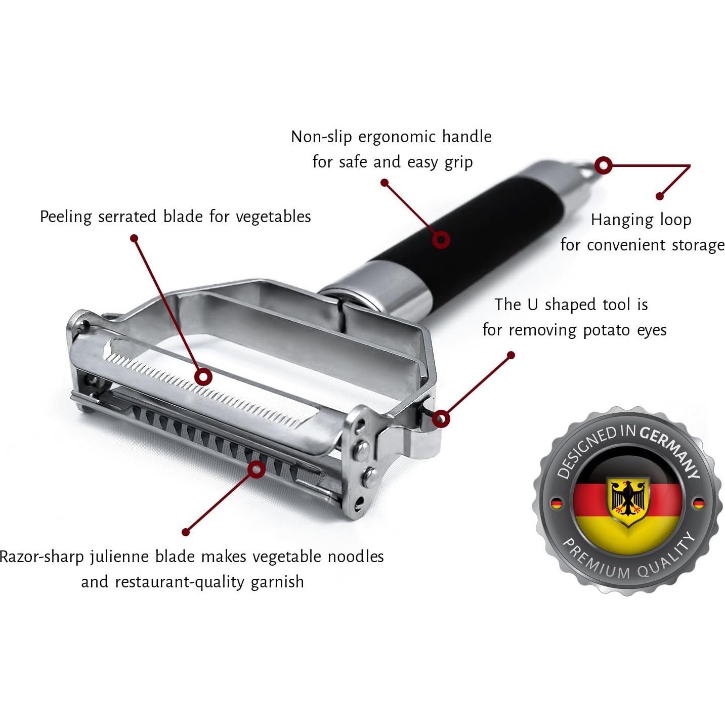 Pelador Juliana Doble PRO Deiss - Acero Inoxidable Antideslizante