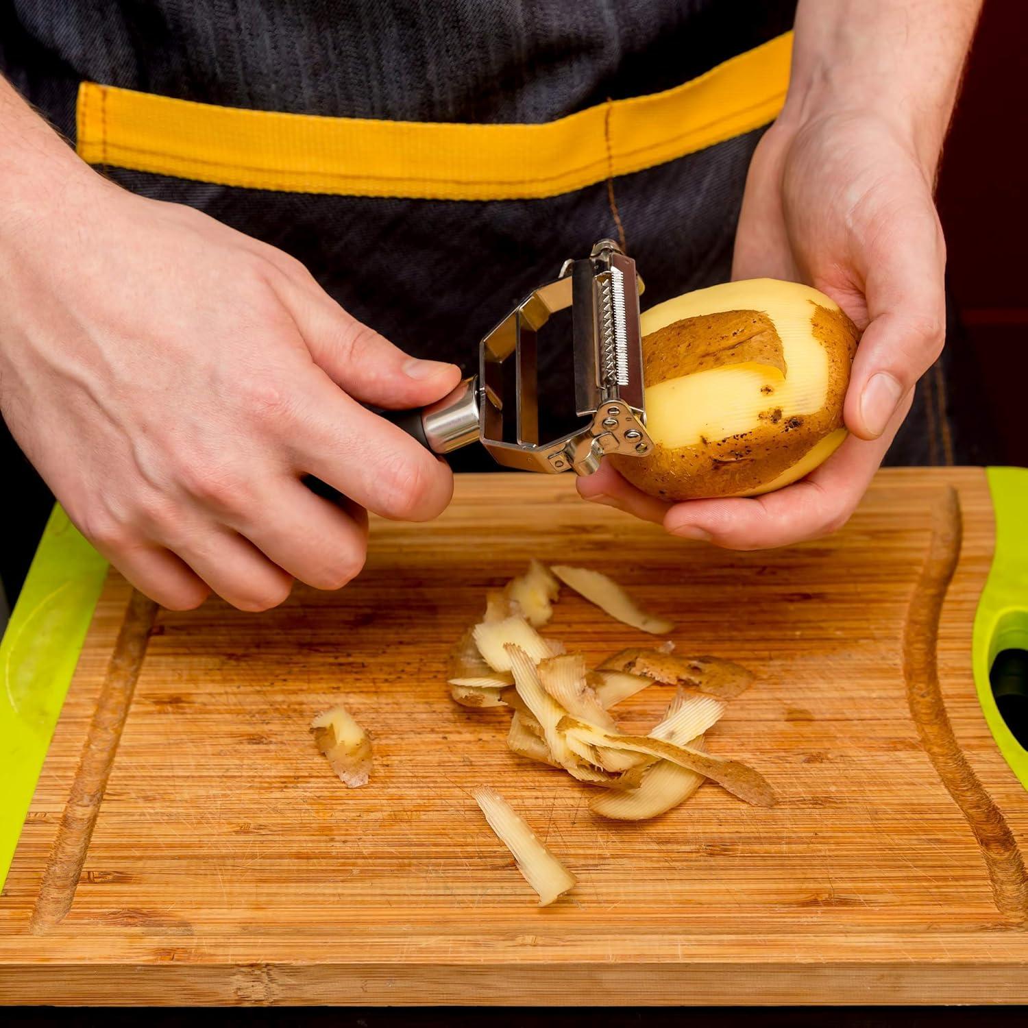 Pelador Juliana Doble PRO Deiss - Acero Inoxidable Antideslizante