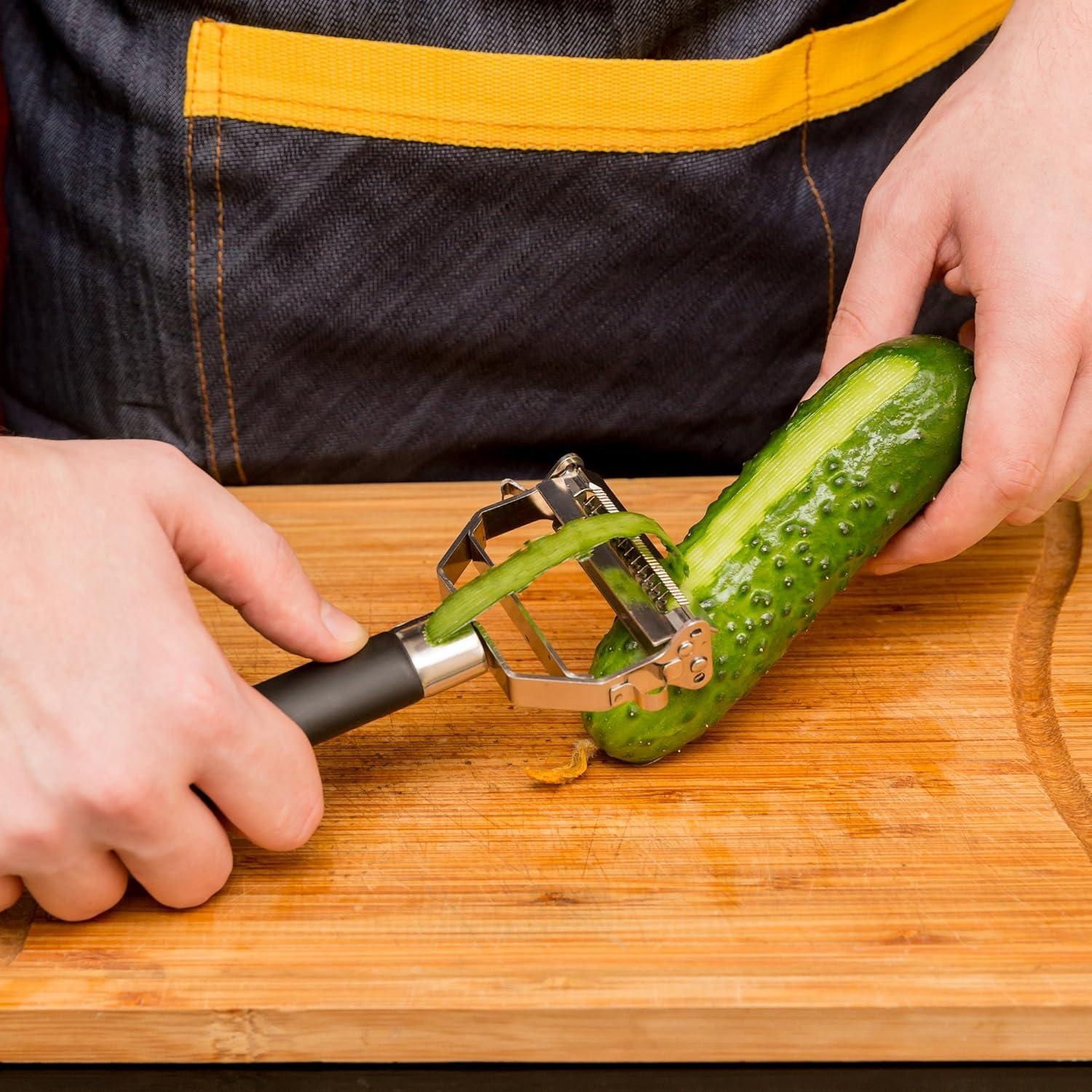 Pelador Juliana Doble PRO Deiss - Acero Inoxidable Antideslizante