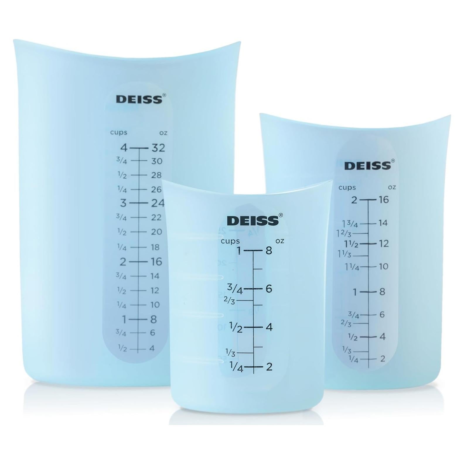 Juego de 3 Tazas Medidoras de Silicona Deiss PRO 1L