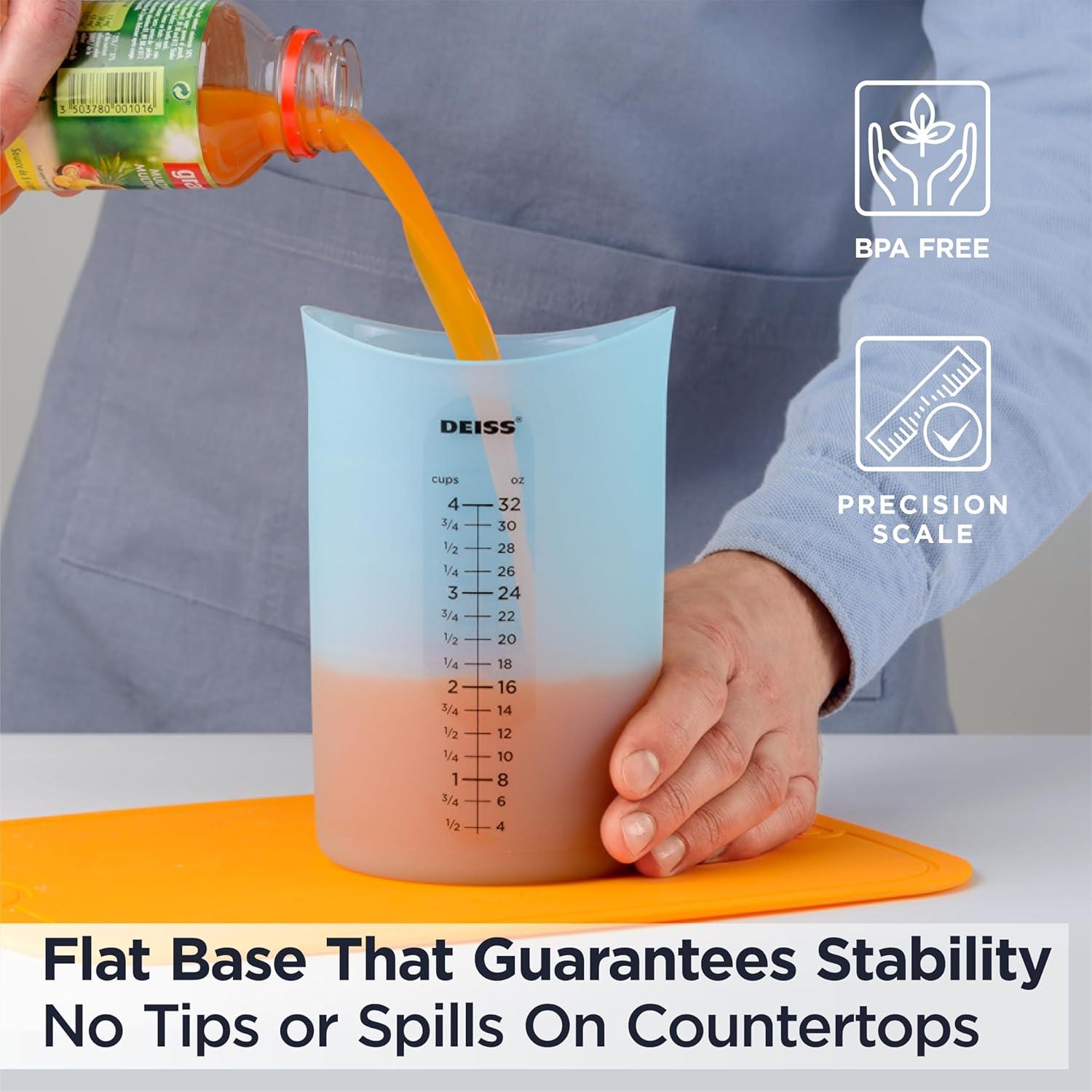 Juego de 3 Tazas Medidoras de Silicona Deiss PRO 1L