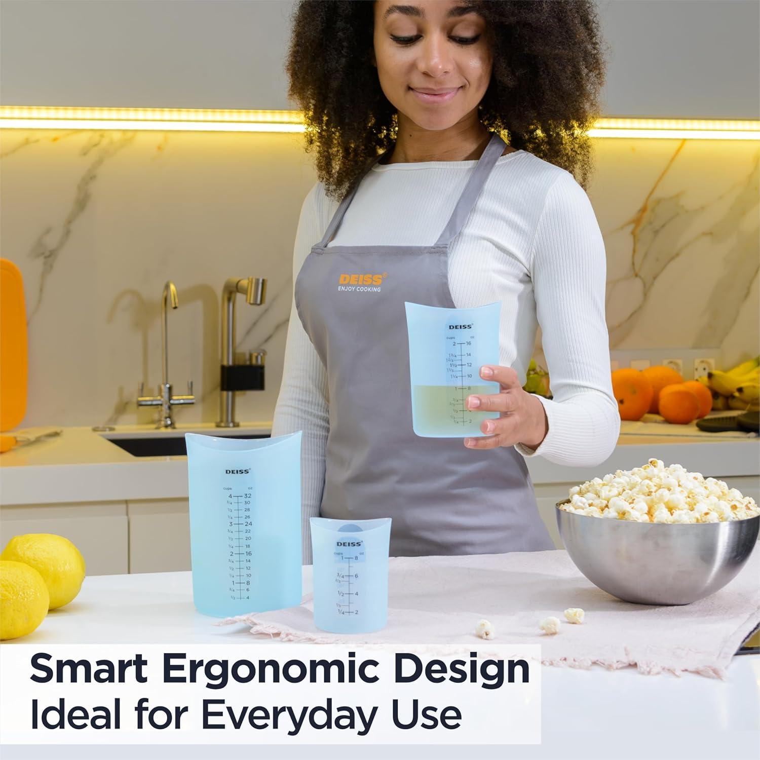 Juego de 3 Tazas Medidoras de Silicona Deiss PRO 1L