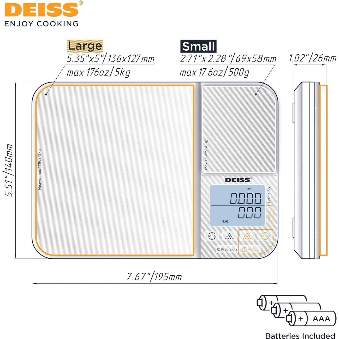 Balanza Digital de Cocina Deiss Doble Plataforma 4.99 kg