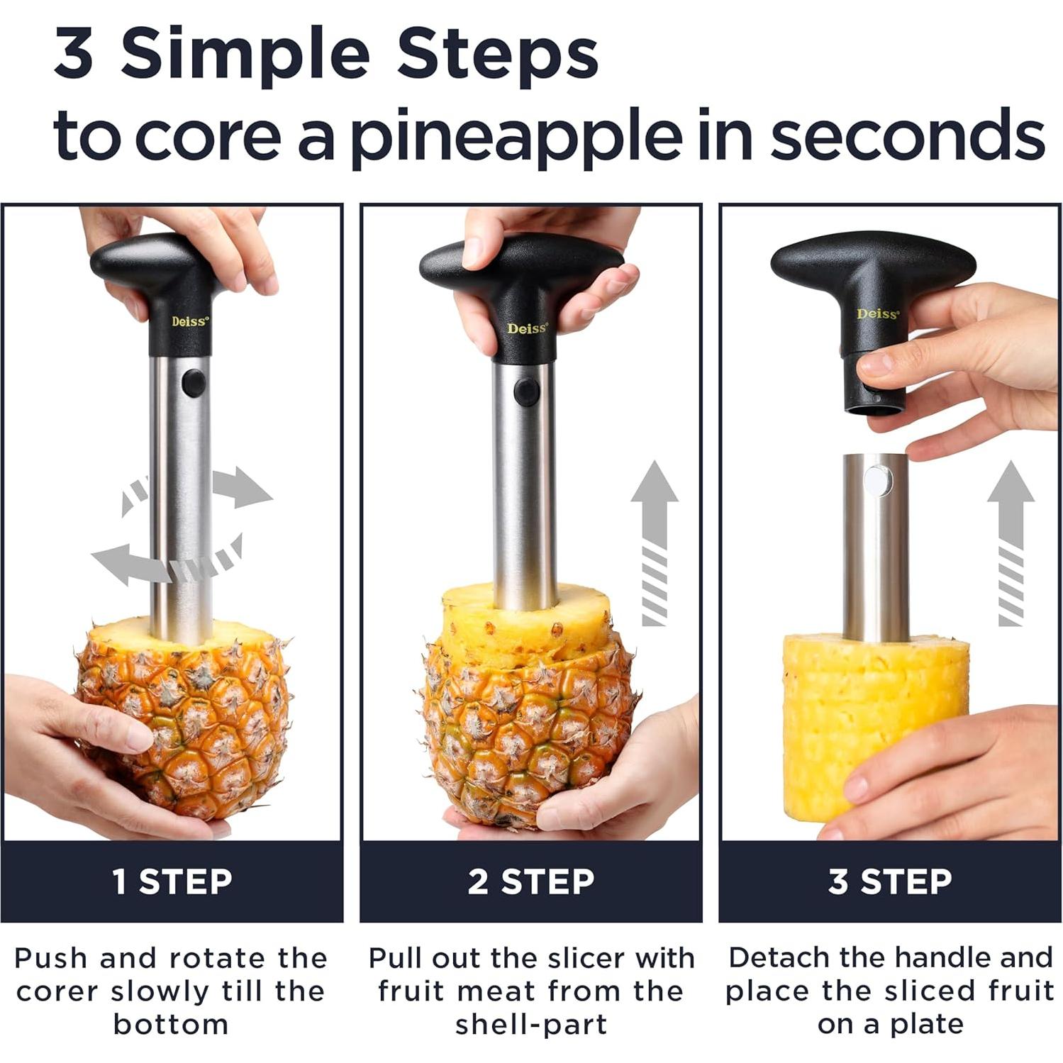 Cortador y Sacador de Piña Deiss PRO Acero Inoxidable 2 en 1