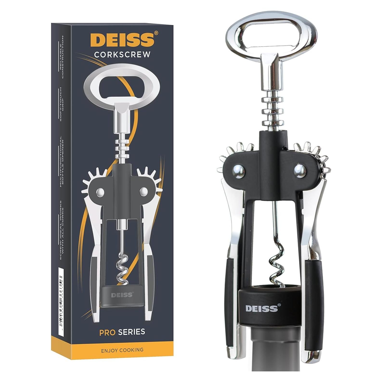 Sacacorchos Deiss 2 en 1 para Vino y Cerveza - Ergonomico