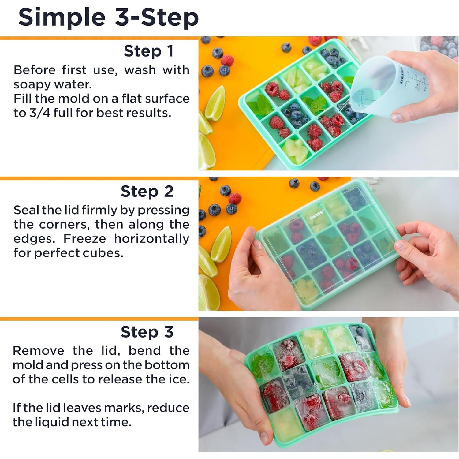 Bandeja de Hielo Deiss PRO con Tapa 2 Pack Silicona