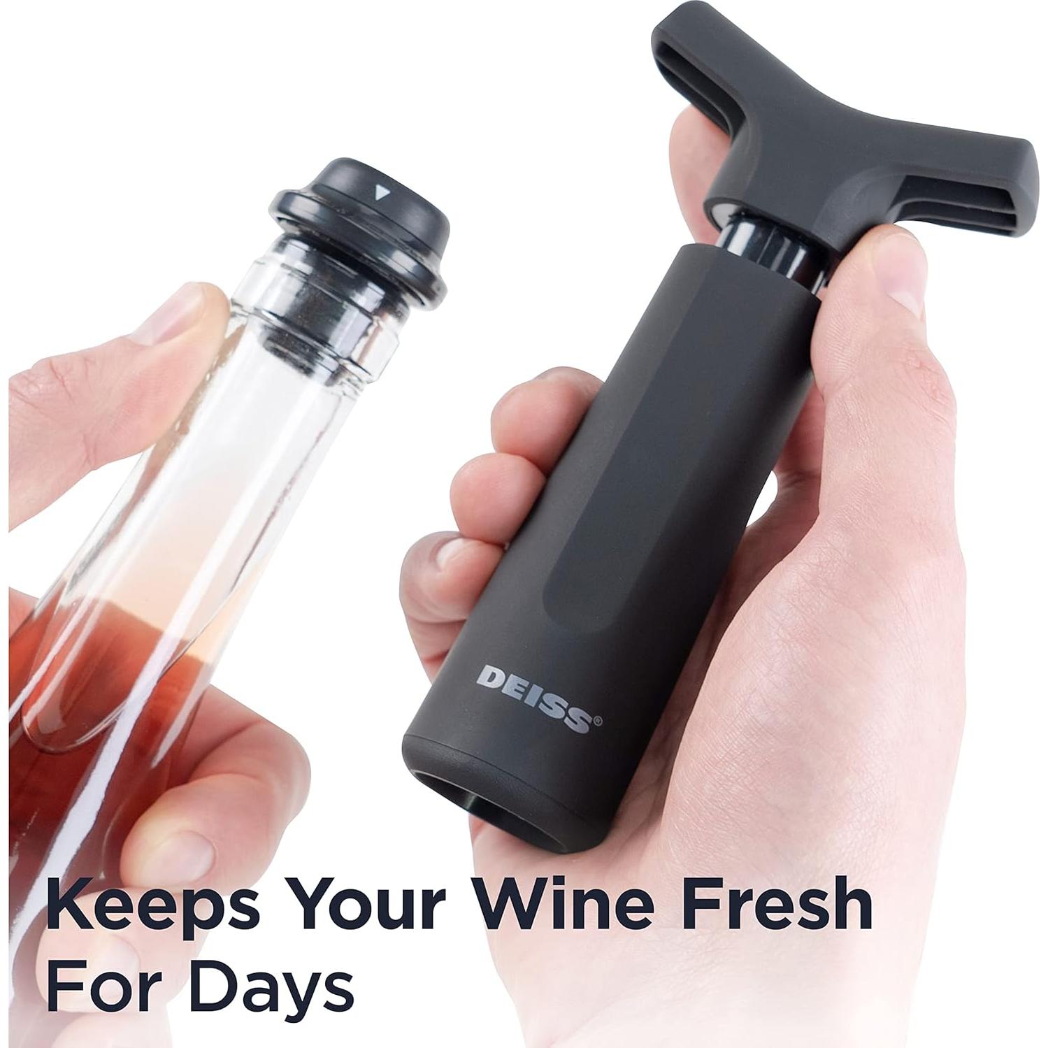 Deiss Bomba de Vacío Conservadora de Vino con 3 Tapones