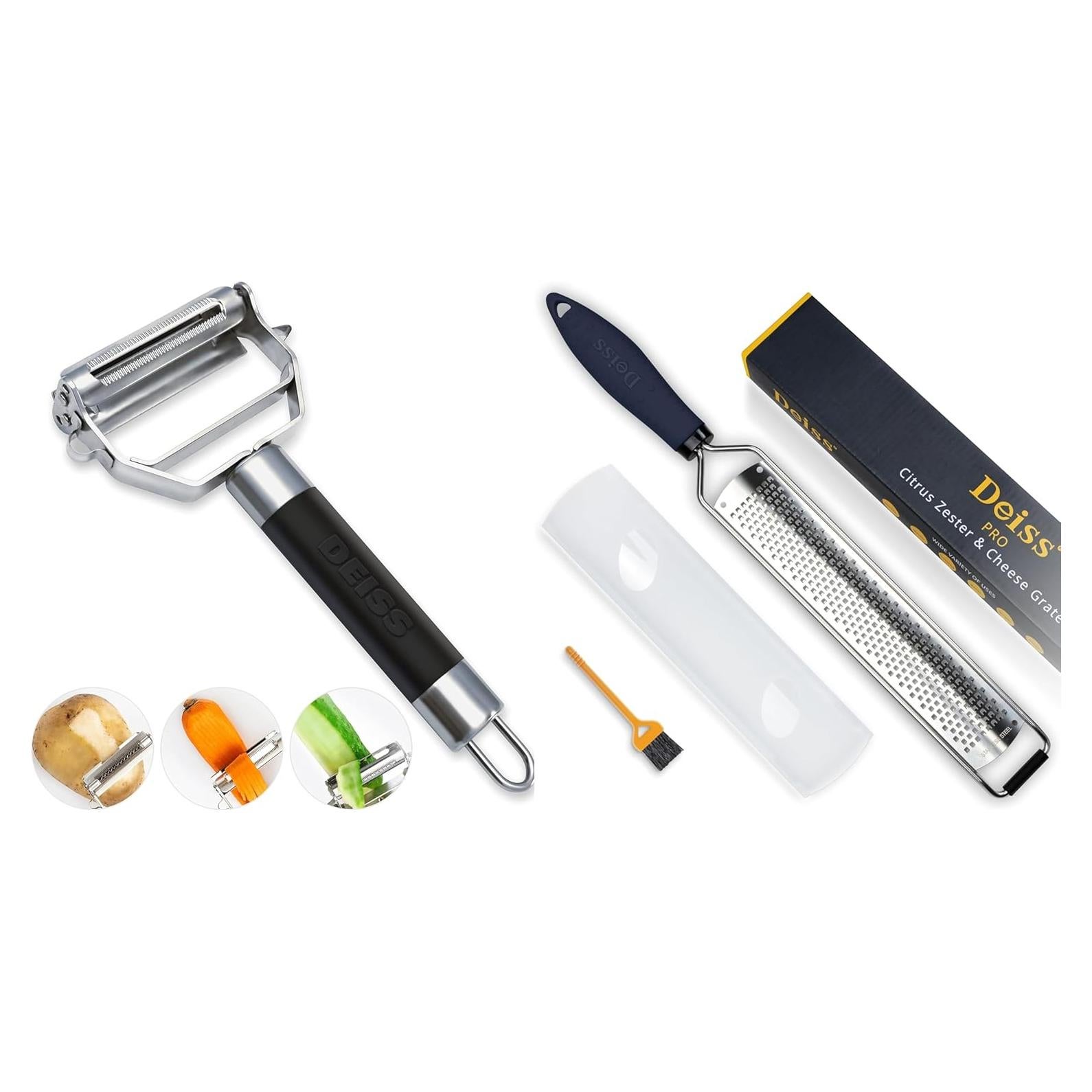 Pelador Doble Juliana y Rallador Deiss PRO Acero Inoxidable