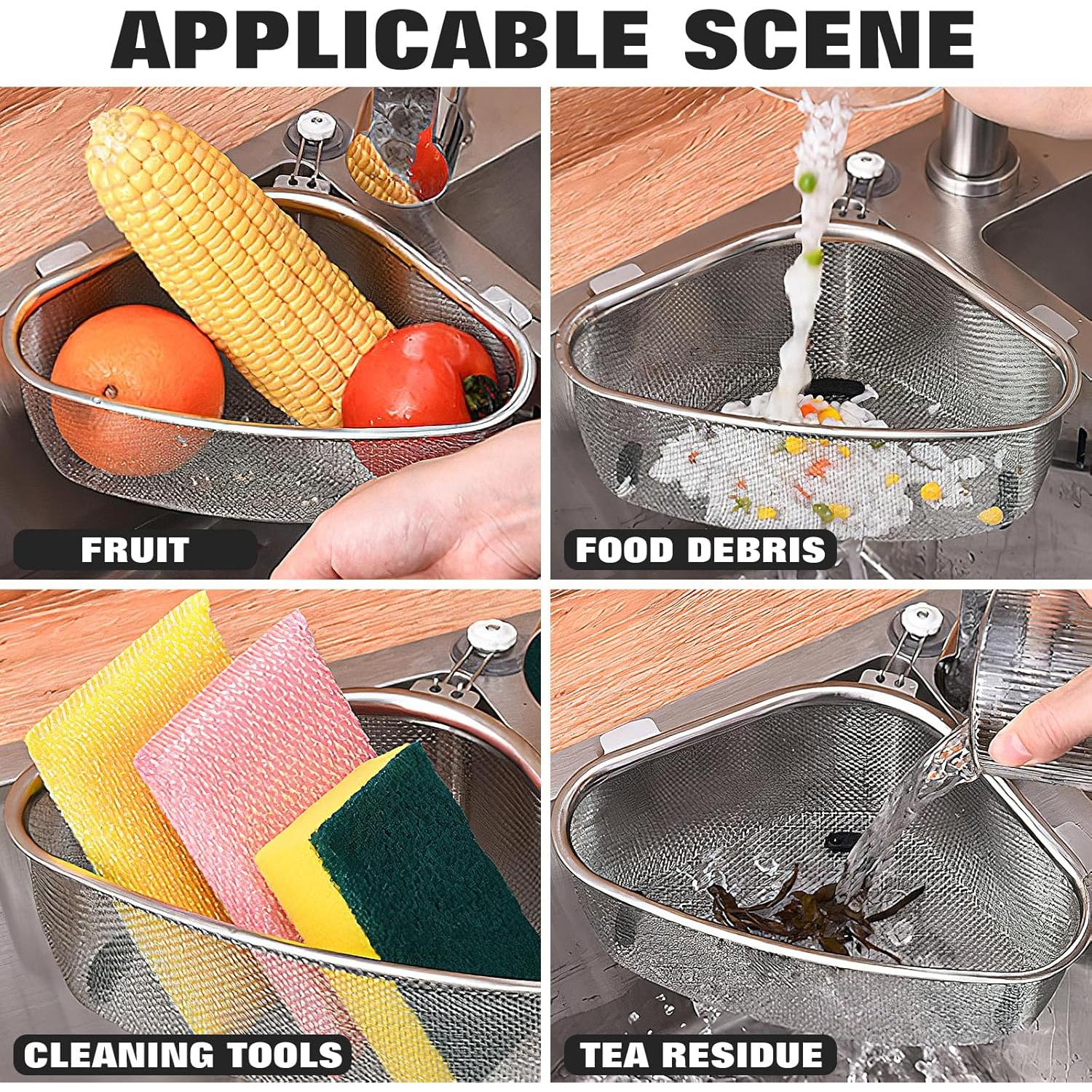 Canasta de Drenaje Triangular HEMOTON Acero Inoxidable 23x15.5cm