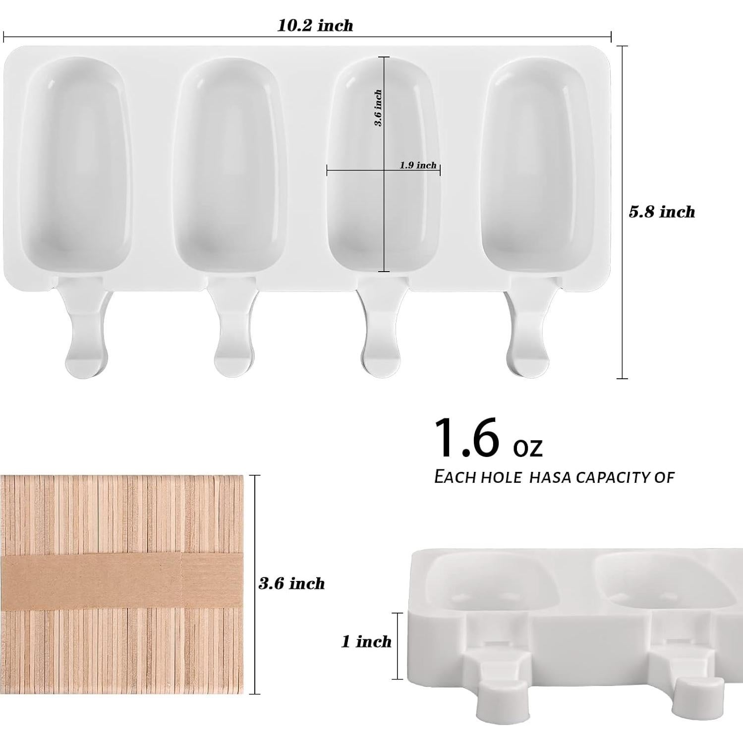Molde de Silicona para Paletas Sakolla 4 Cavidades Ovaladas