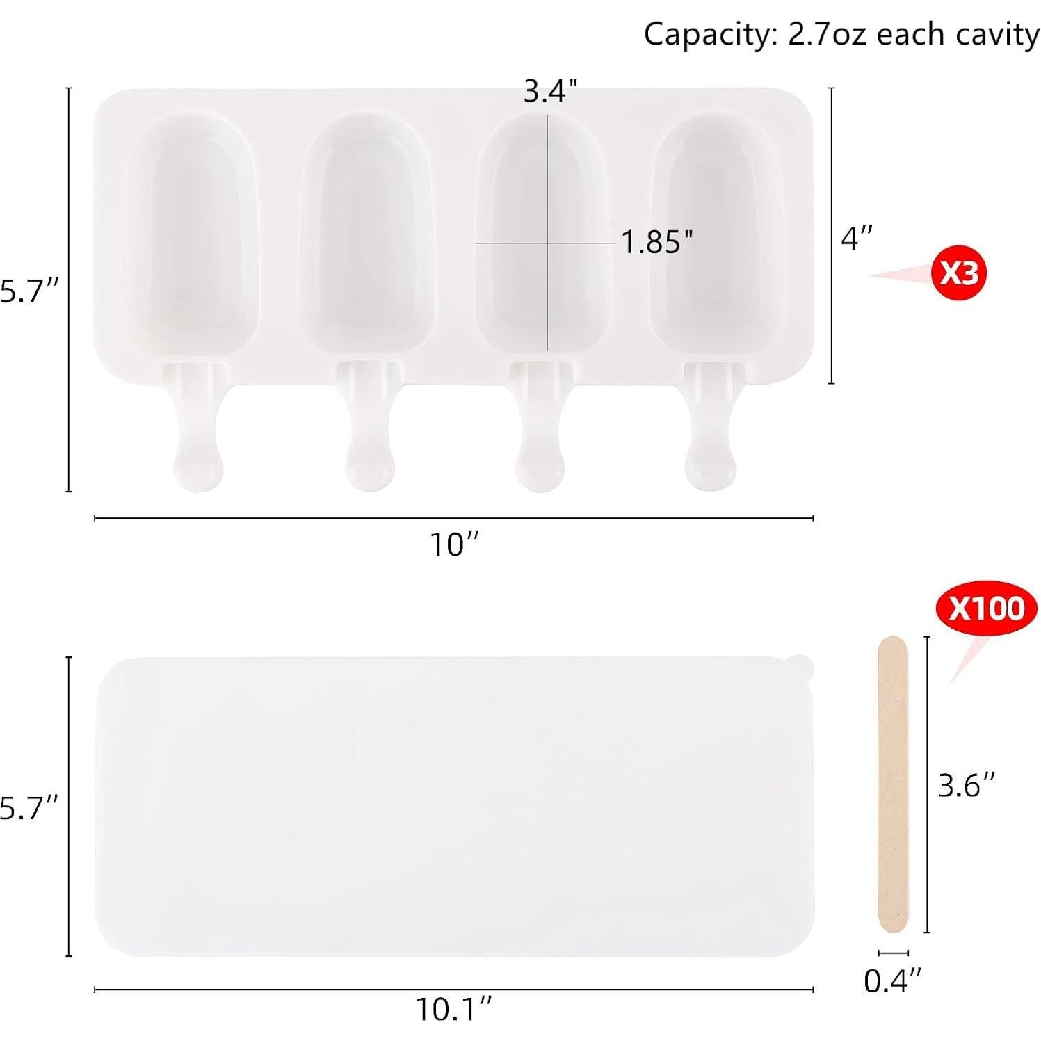 Juego de 3 moldes para paletas BTYMS con 100 palitos