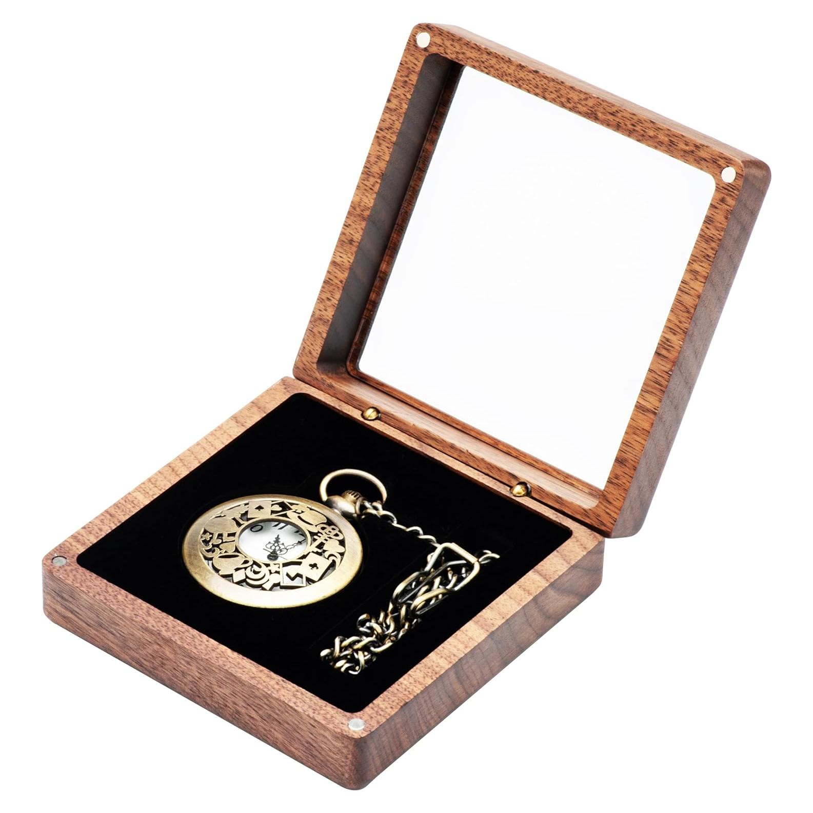 Caja de Reloj de Bolsillo COSISO de Madera de Nogal 10.5cm