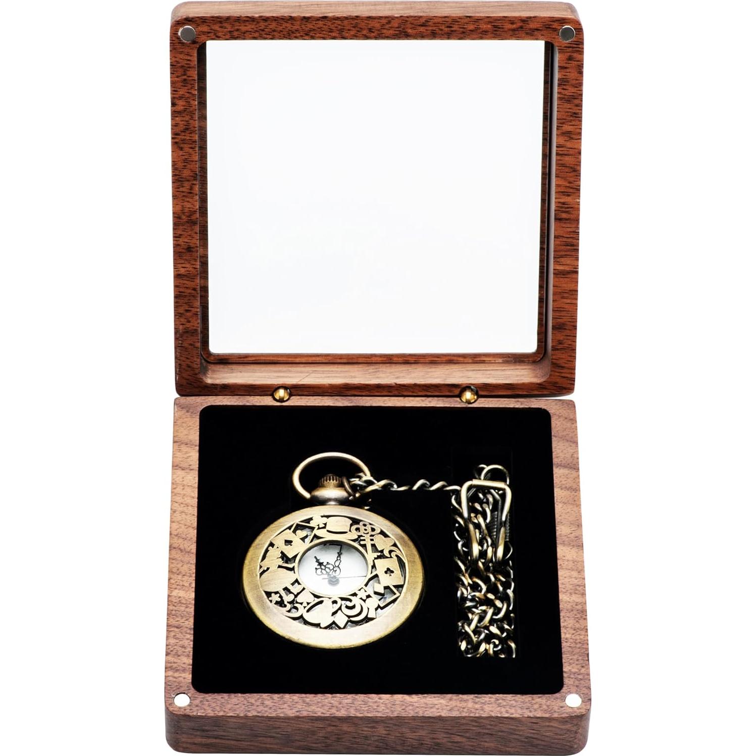 Caja de Reloj de Bolsillo COSISO de Madera de Nogal 10.5cm