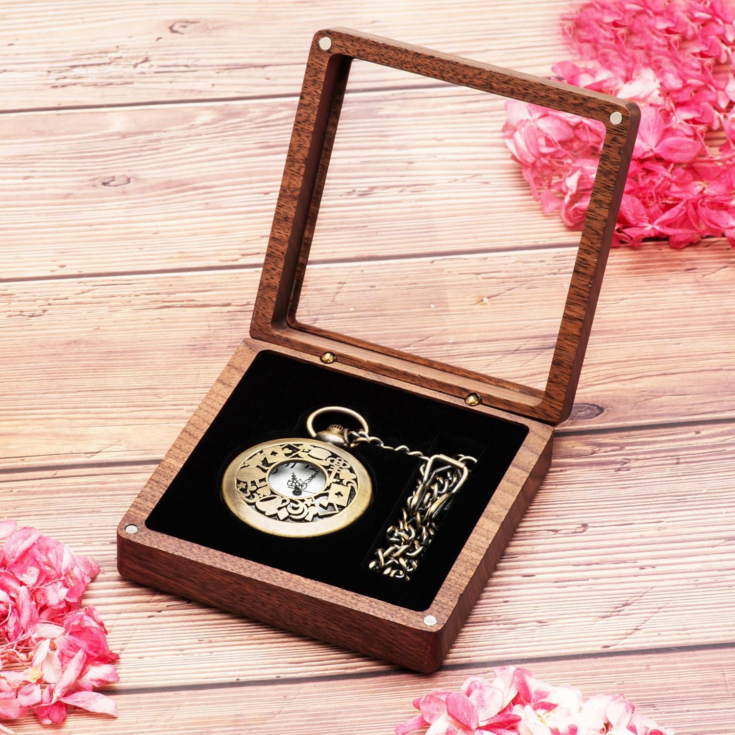 Caja de Reloj de Bolsillo COSISO de Madera de Nogal 10.5cm