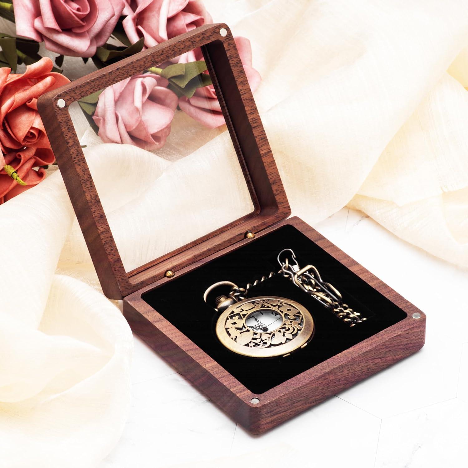 Caja de Reloj de Bolsillo COSISO de Madera de Nogal 10.5cm